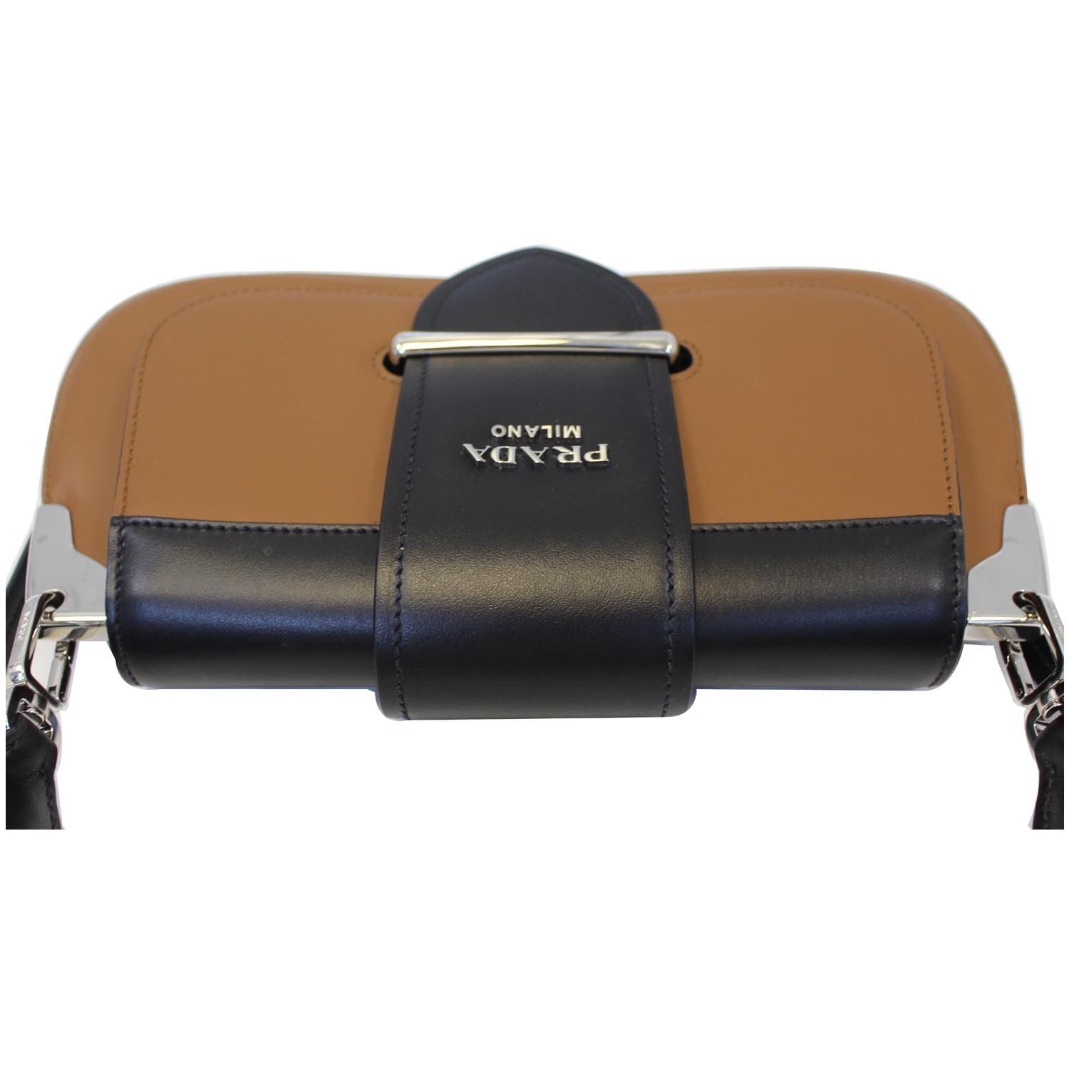PRADA Sidonie Calf Leather Shoulder Bag Brown/Black