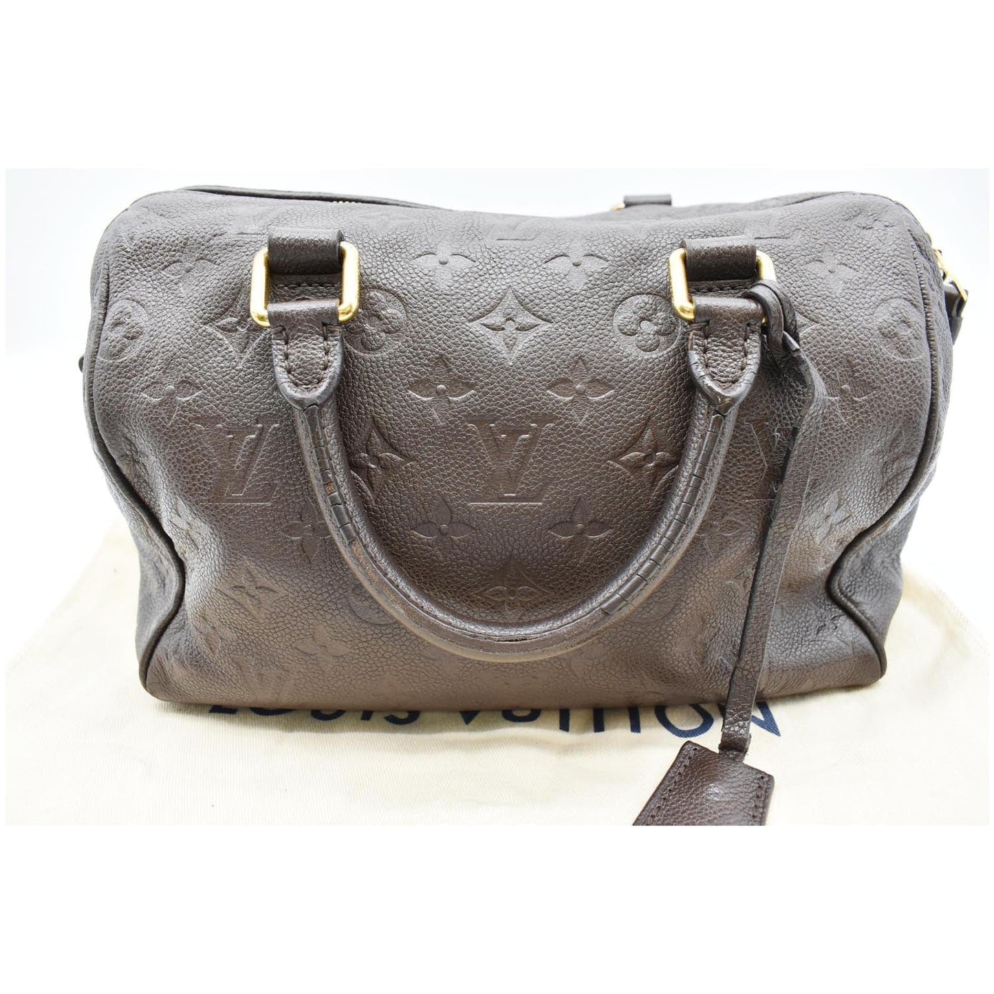 LOUIS VUITTON Monogram Empreinte Leather Satchel Bag Terre