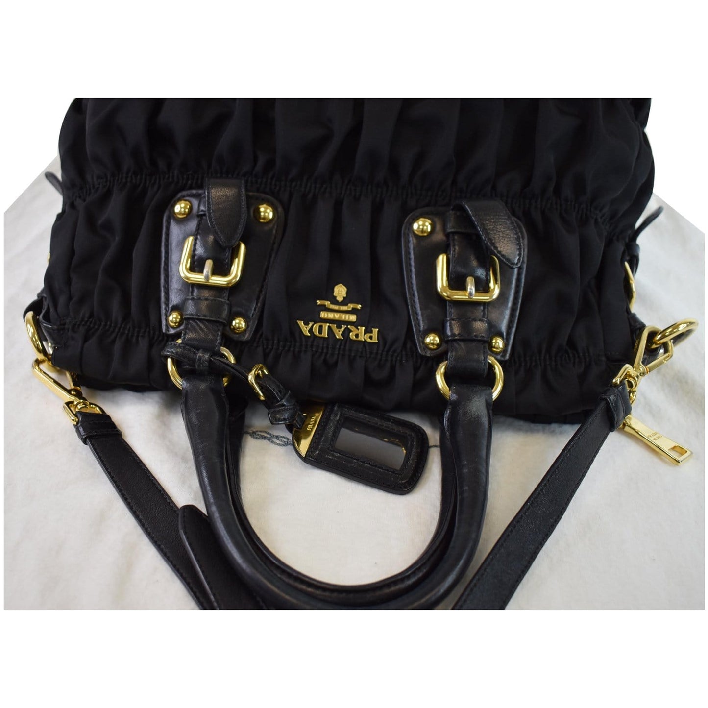 PRADA Gaufre Nappa Leather Tote Bag Black