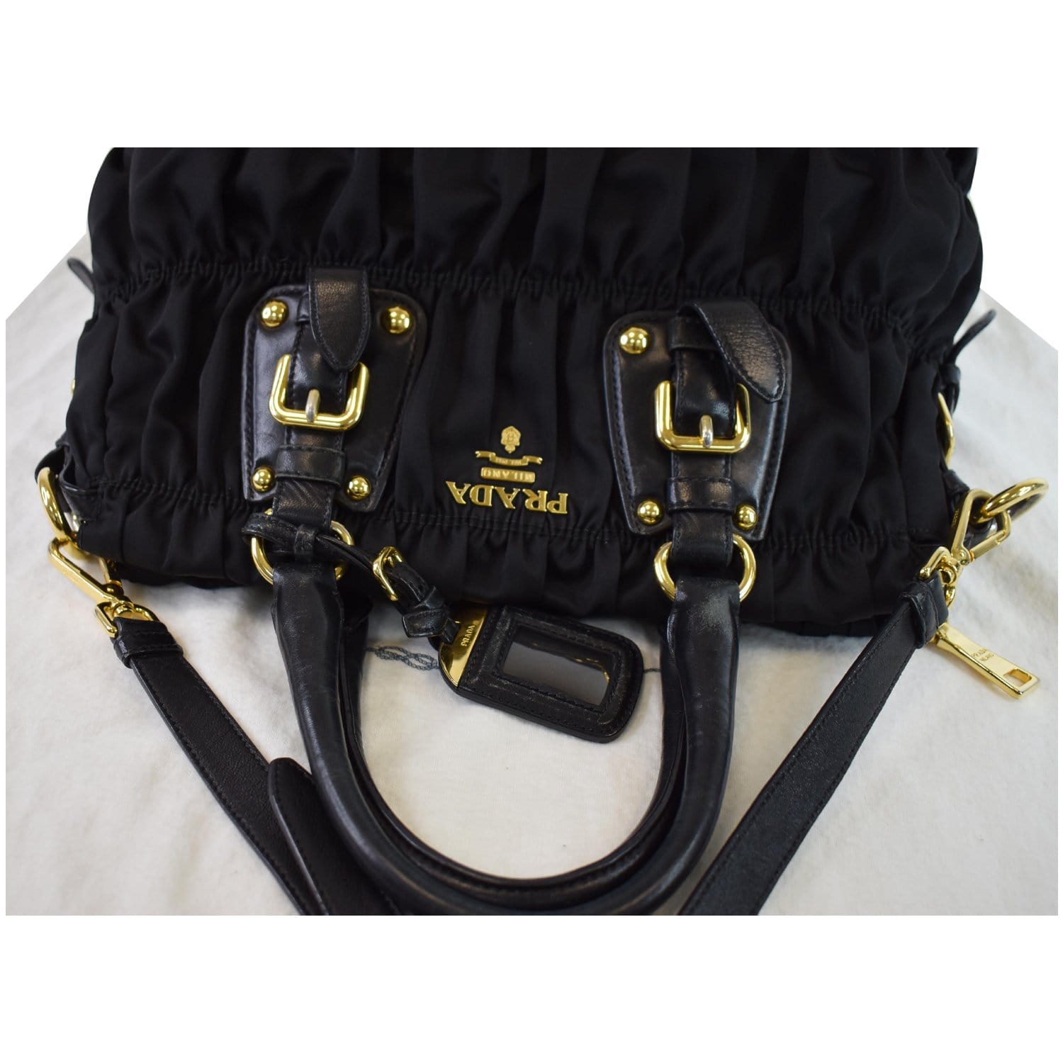 PRADA Gaufre Nappa Leather Tote Bag Black