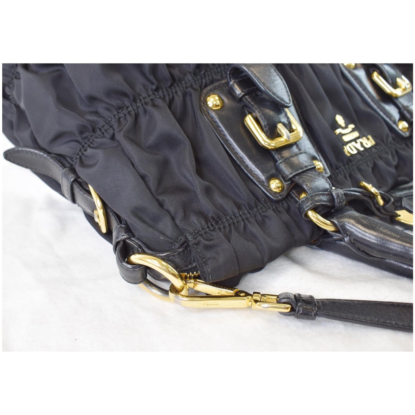 PRADA Gaufre Nappa Leather Tote Bag Black