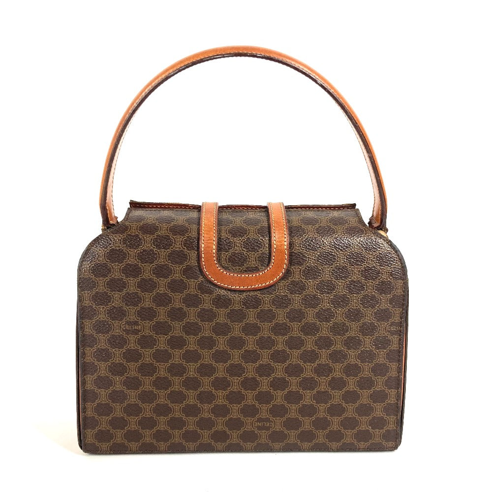 CELINE Handbag Leather / canvas Brown Macadam Women