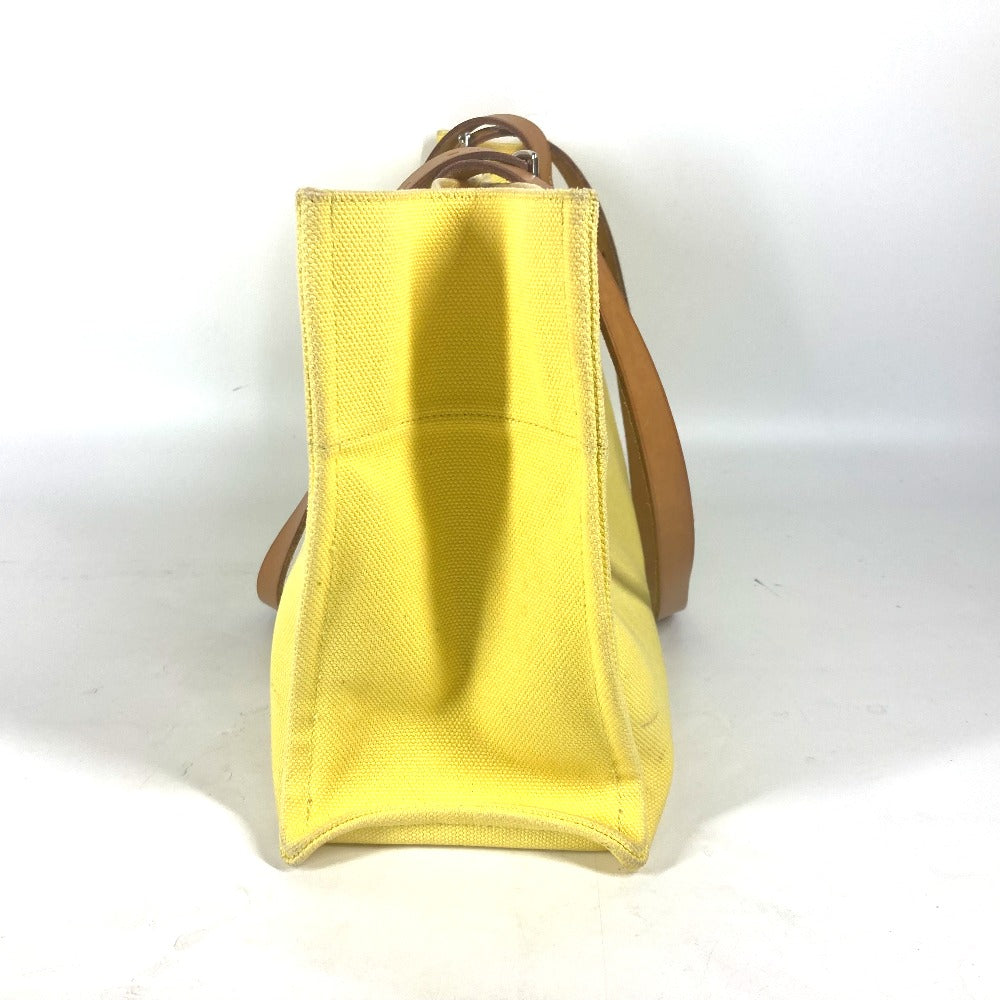 HERMES Shoulder Bag Leather / canvas yellow Etrivire Elan Women