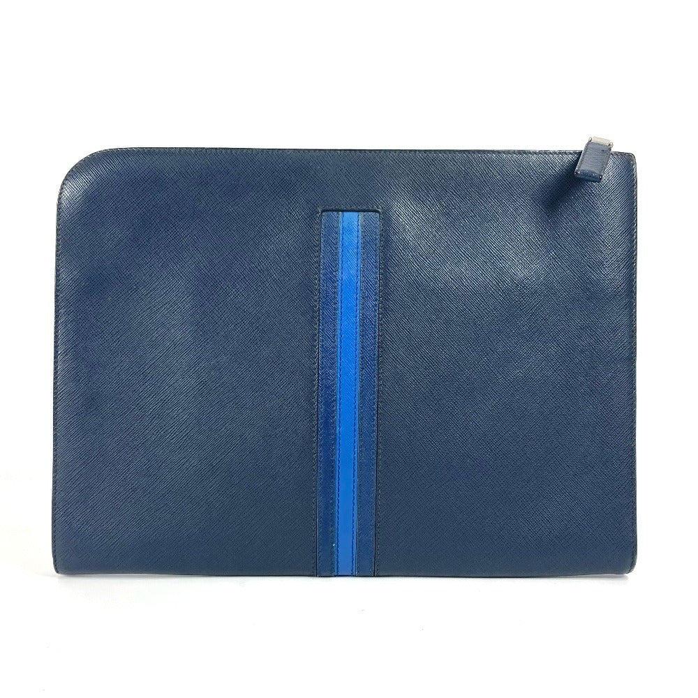 PRADA Clutch bag saffiano leather Navy logo
