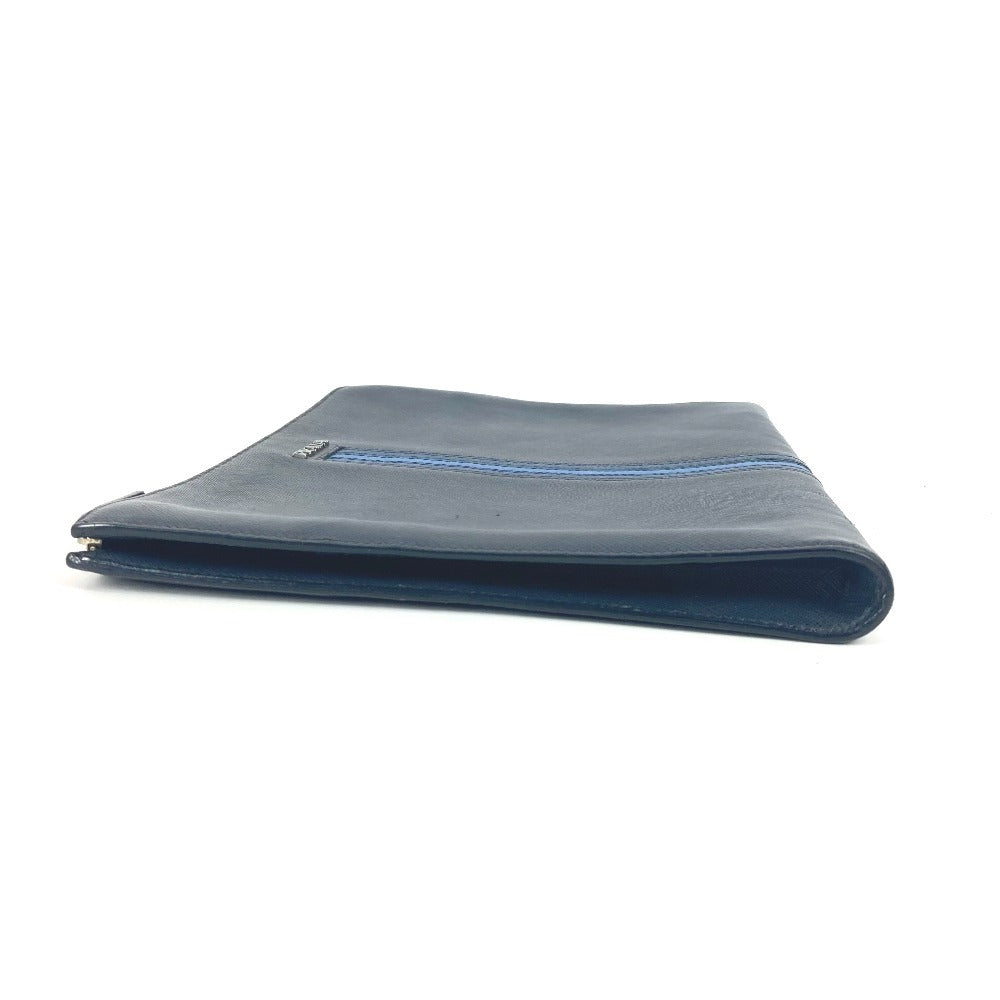 PRADA Clutch bag saffiano leather Navy logo