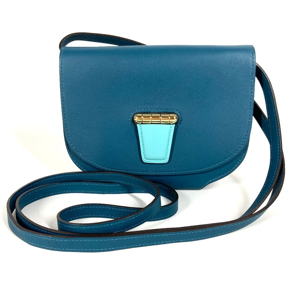 HERMES Shoulder Bag Swift blue Wallet flap Minicon Buyer Shoulder Wallet