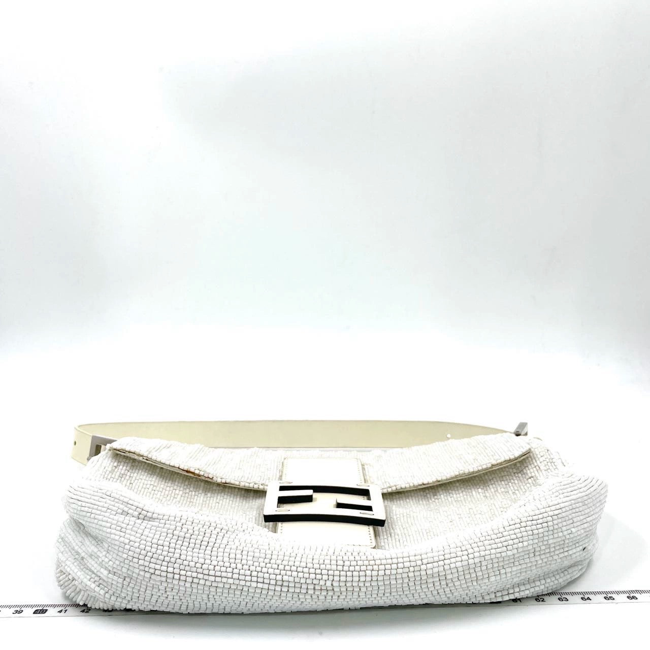 Fendi Baguette   White Glitter Beads Brown Leather
