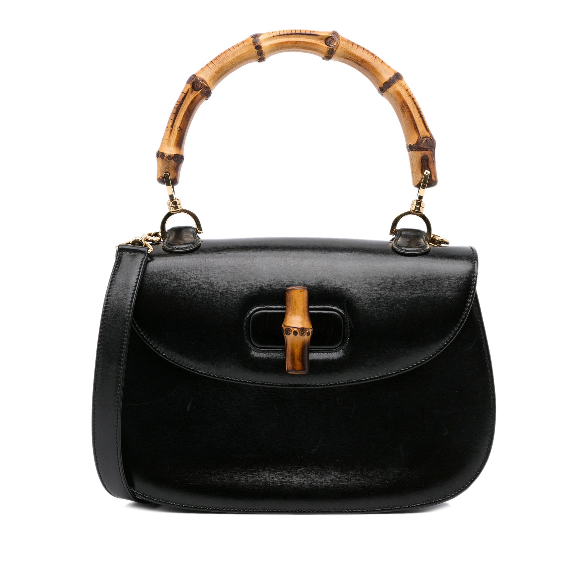 Gucci Bamboo Black Leather Shoulder Bag Style 4