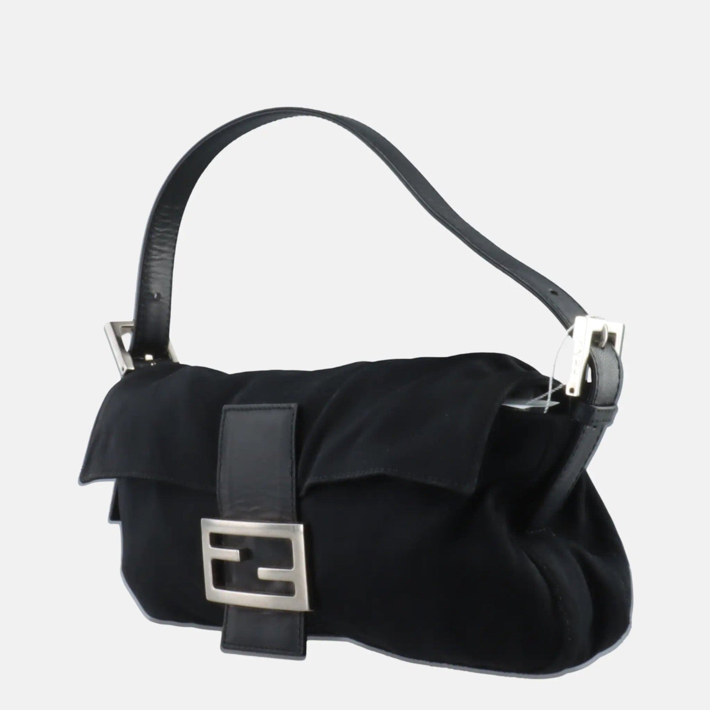 FENDI Baguette   Black Cloth Silver Hardware