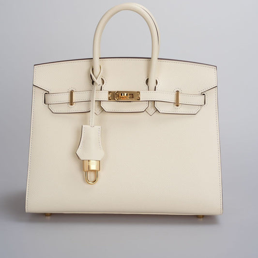 Hermes Birkin 25cm Sellier Bag in Nata Epsom Leather With Gold Hardware From