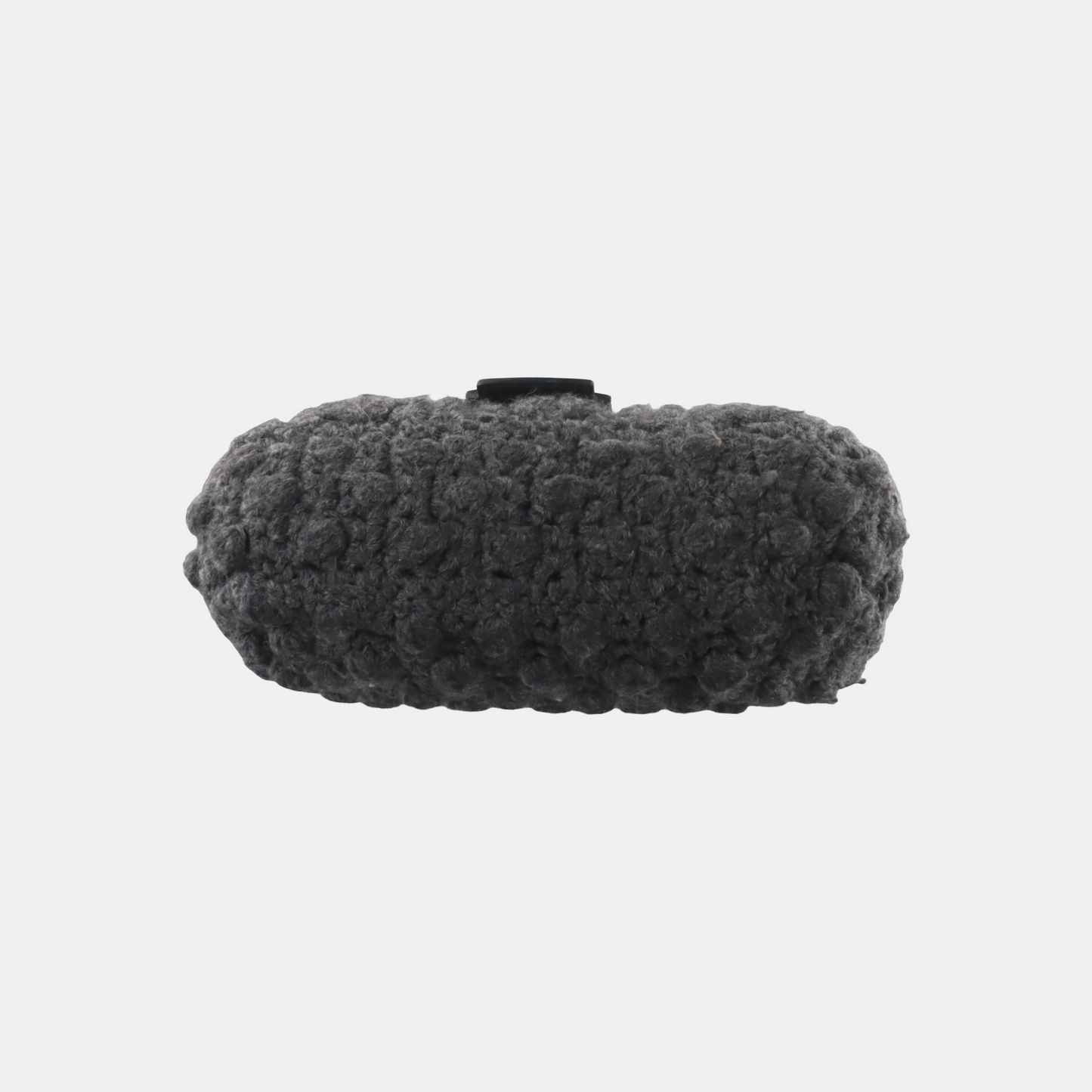 Fendi Baguette Bag Grey Crochet Knit Wool Pompom Shoulder Bag