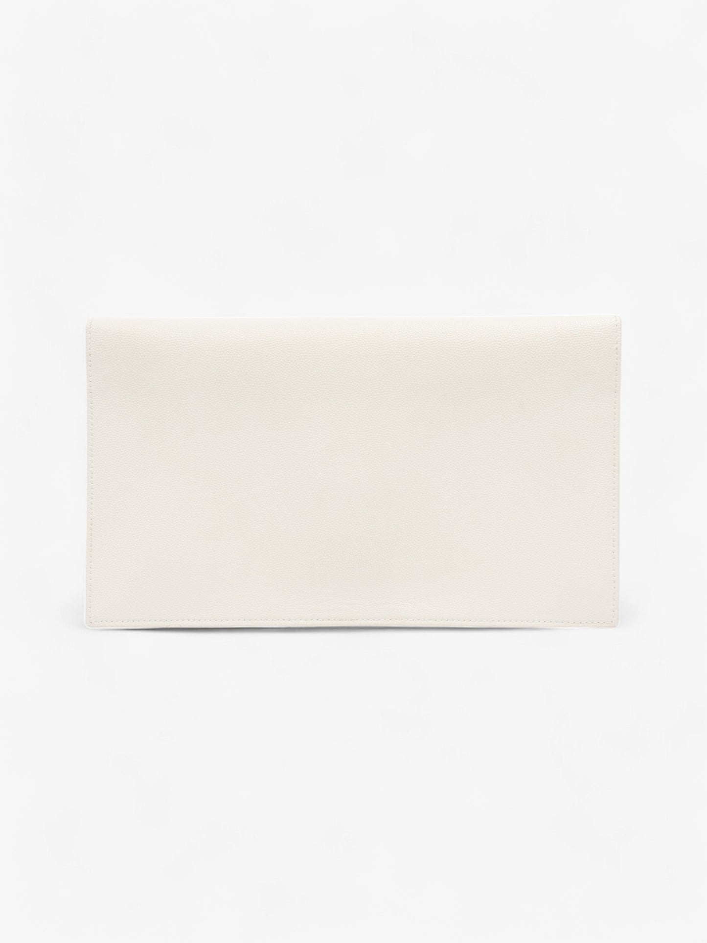 Saint Laurent Uptown Clutch Blanc Grained Leather
