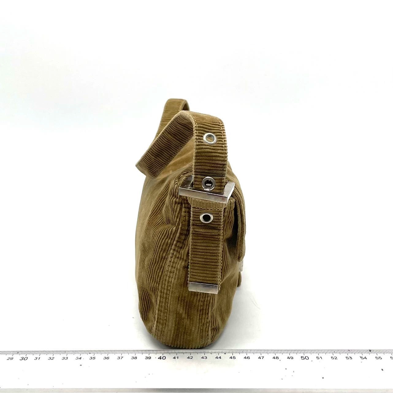 FENDI Baguette   Corduroy Beige Brown Shoulder Bag