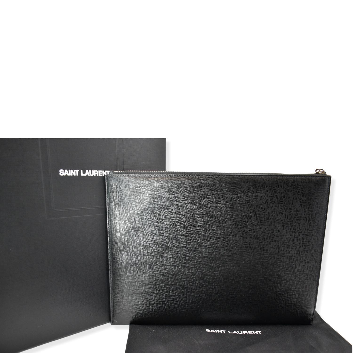 Yves Saint Laurent Grain Leather Pouch Black