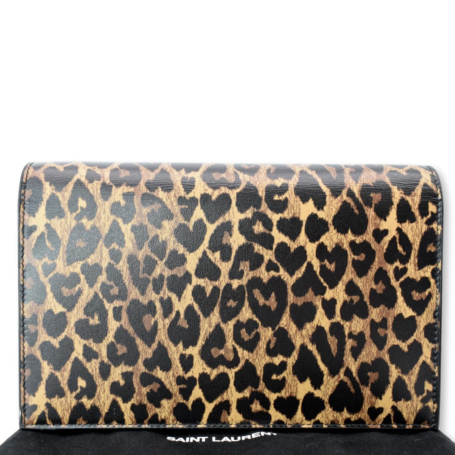 YVES SAINT LAURENT Kate Monogram Leopard Print Shoulder Bag Black - New Year Deals