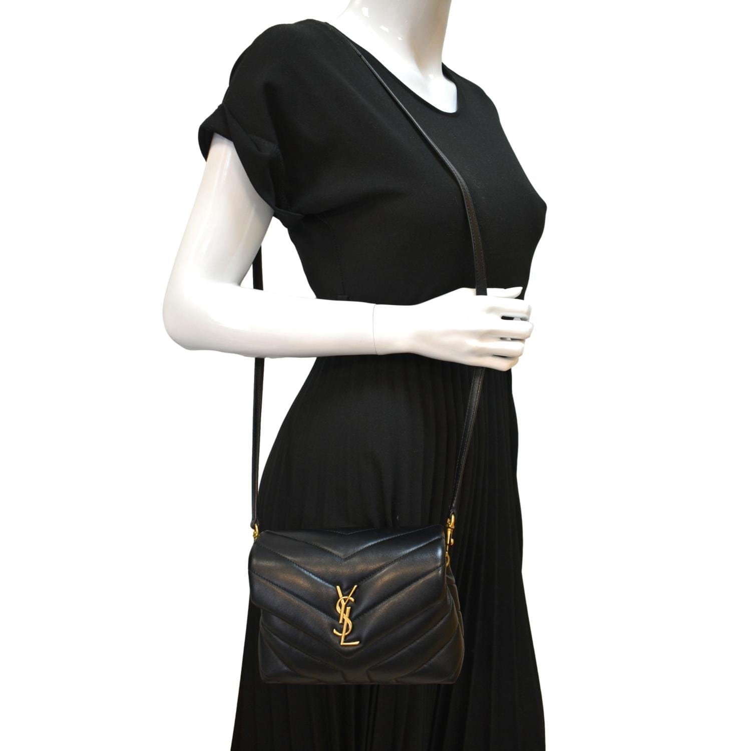YVES SAINT LAURENT Loulou Toy Matelasse Leather Crossbody Bag Black