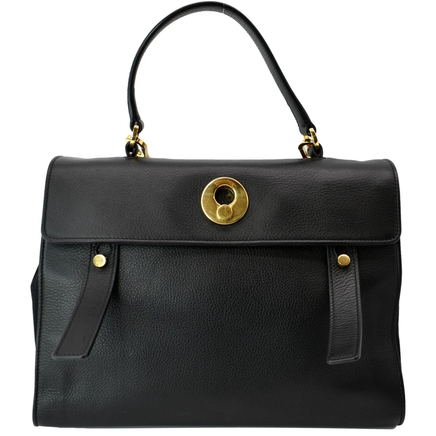 YVES SAINT LAURENT M Two Medium Calfskin Satchel Shoulder Bag Black