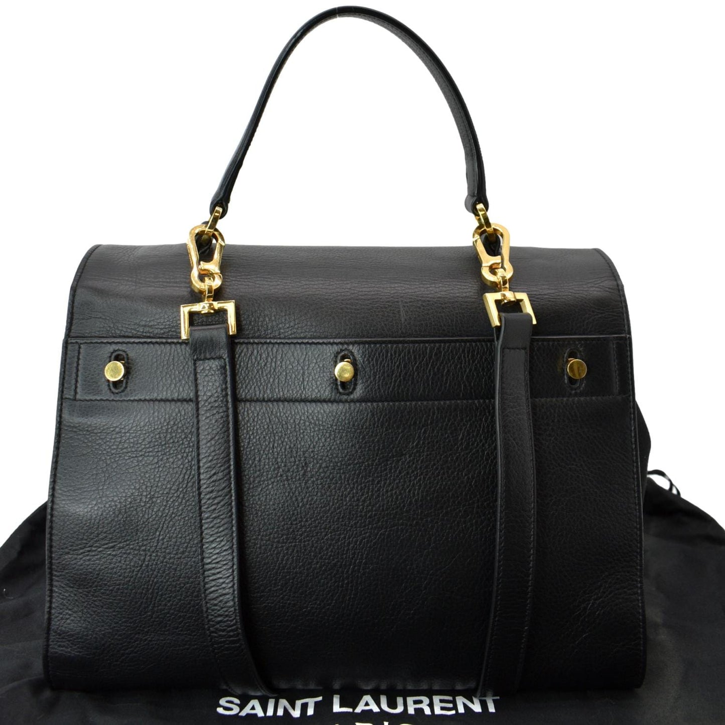 YVES SAINT LAURENT M Two Medium Calfskin Satchel Shoulder Bag Black