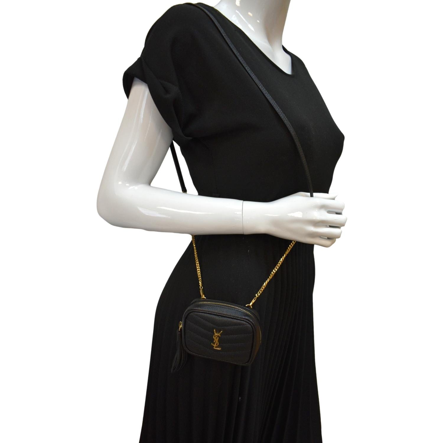YVES SAINT LAURENT Lou Leather Crossbody Bag Black