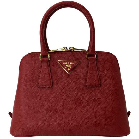 PRADA Lux Saffiano Leather Top Handle Satchel Bag Red