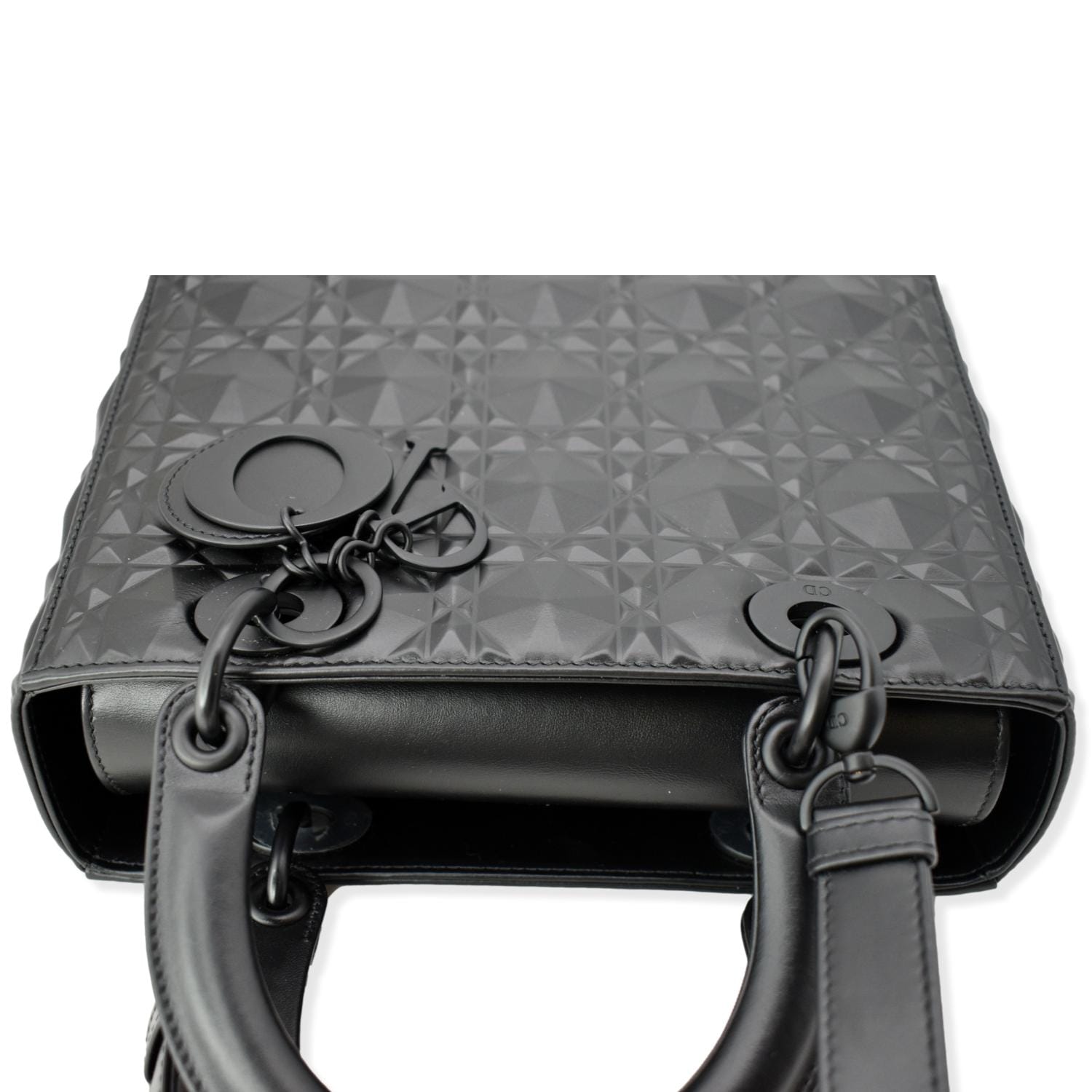 CHRISTIAN DIOR Medium Black Lady Dior Cannage Calfskin Shoulder Bag Black