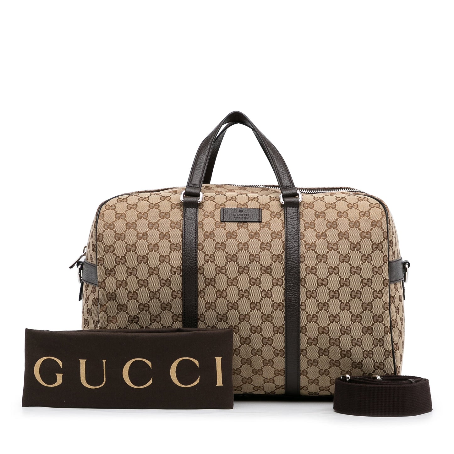 Gucci Brown Leather Canvas Shoulder Bag Style 5