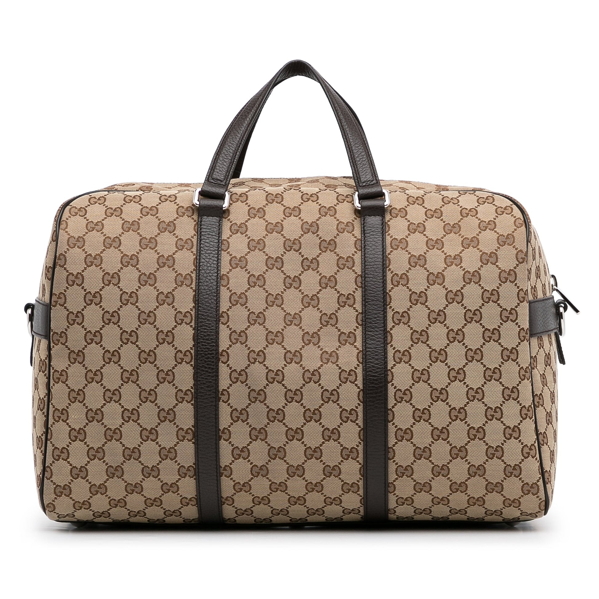 Gucci Brown Leather Canvas Shoulder Bag Style 5