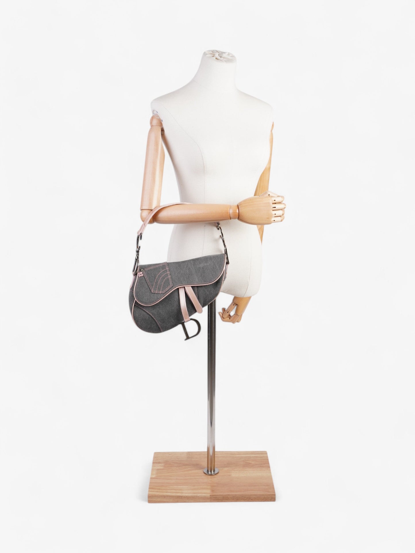 Christian Dior Saddle Bag Grey / Light Pink Denim