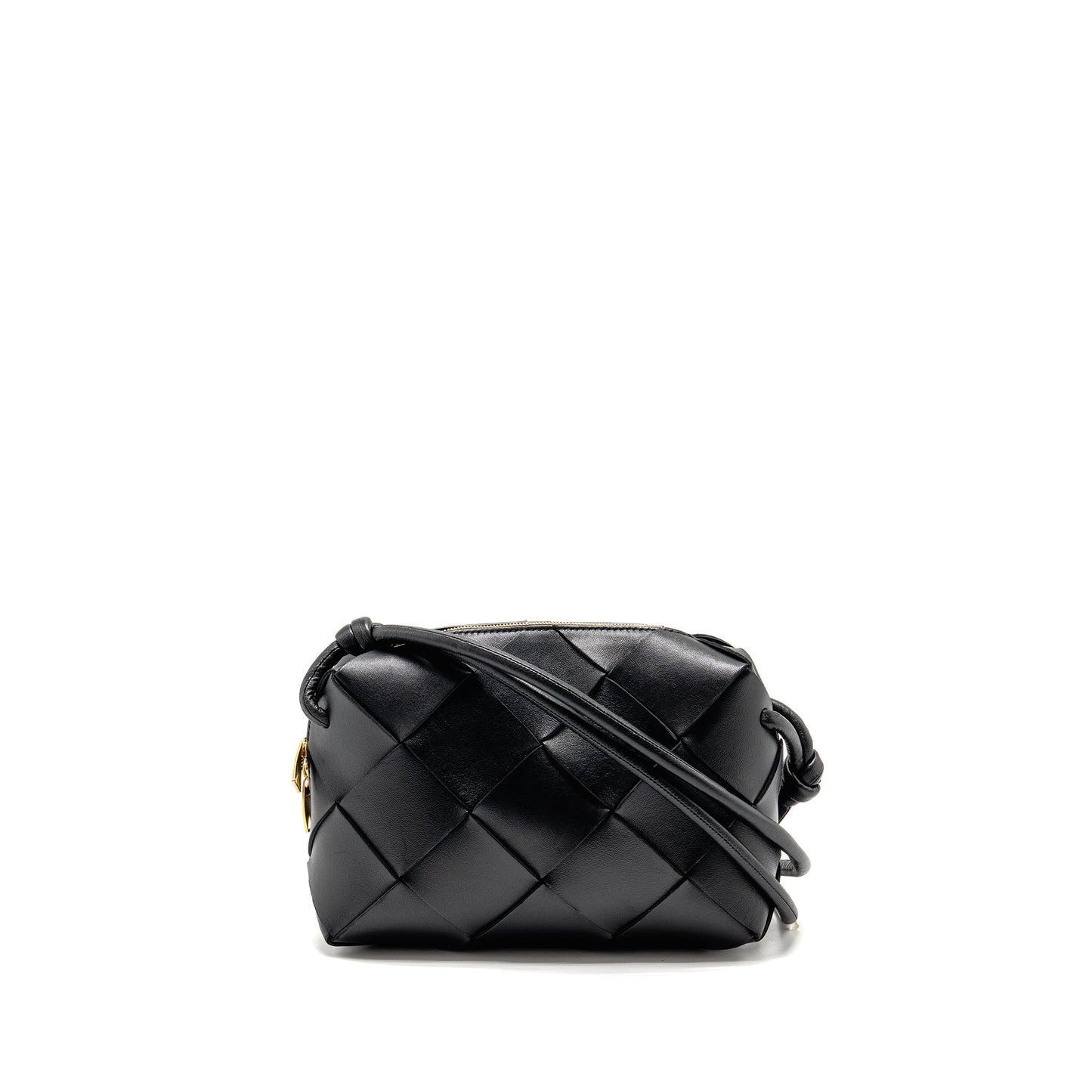 Bottega Veneta Cassette Camera Purse Smooth Intreccio Leather Black