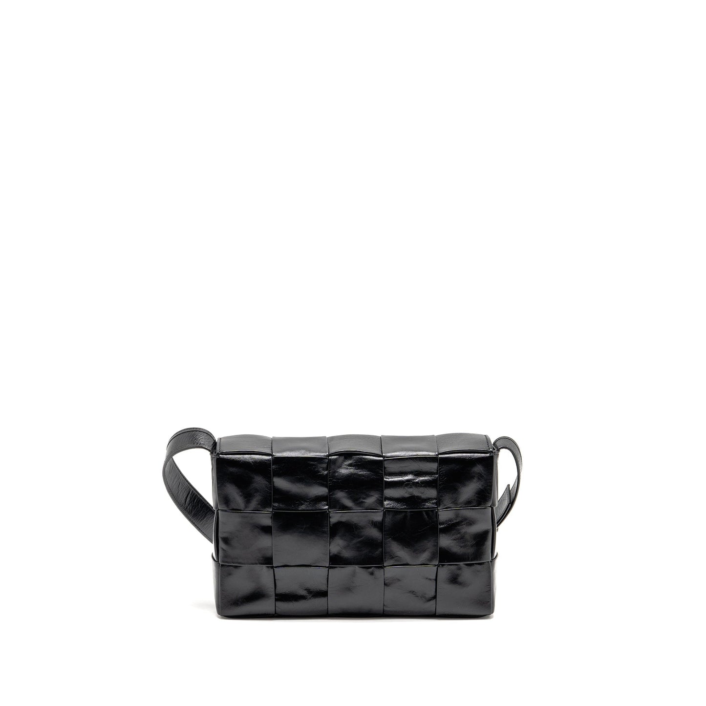 Bottega Veneta Cassette Messenger Purse Calfskin Black