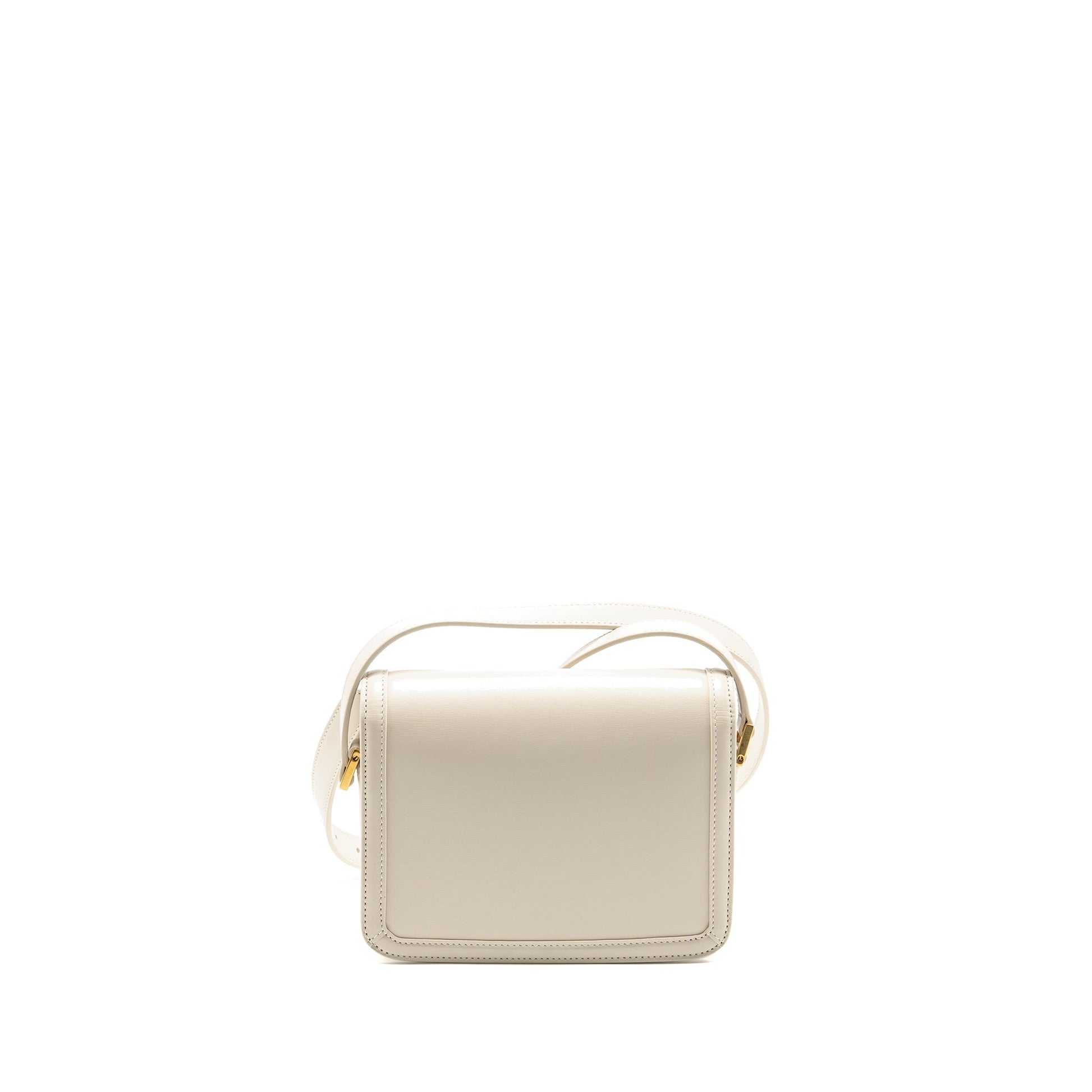 Saint Laurent Small SOlferino Satchel Crossbody Purse Calfskin White