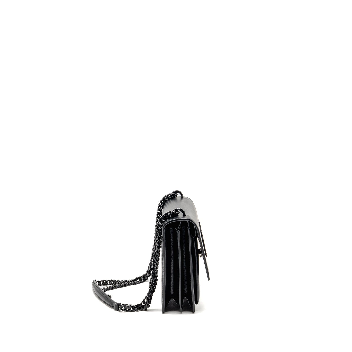Saint Laurent / Medium Sunset Purse Black Calfskin Black Hardware