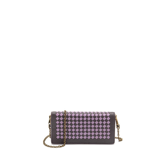 Bottega Veneta Intrecciato Wallet On Chain Leather Purple/Grey