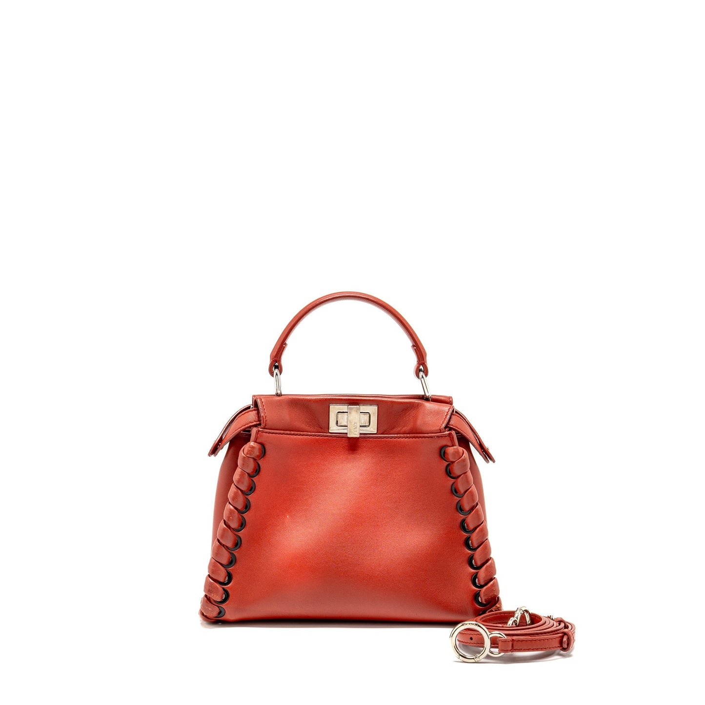 Fendi Mini Peekaboo Whipstitch Lambskin Bloody Mary