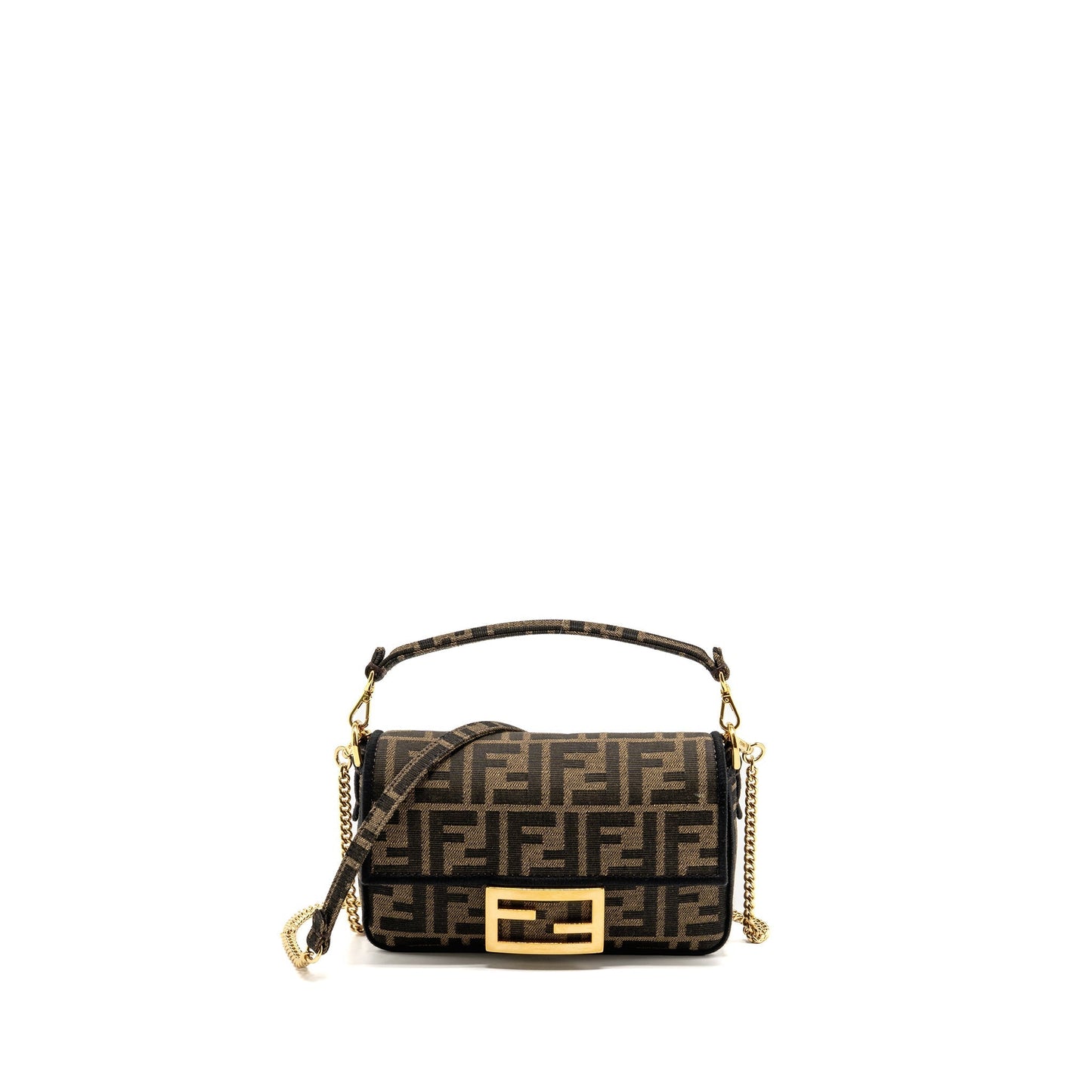 Fendi Mini Baguette Jacquard canvas brown