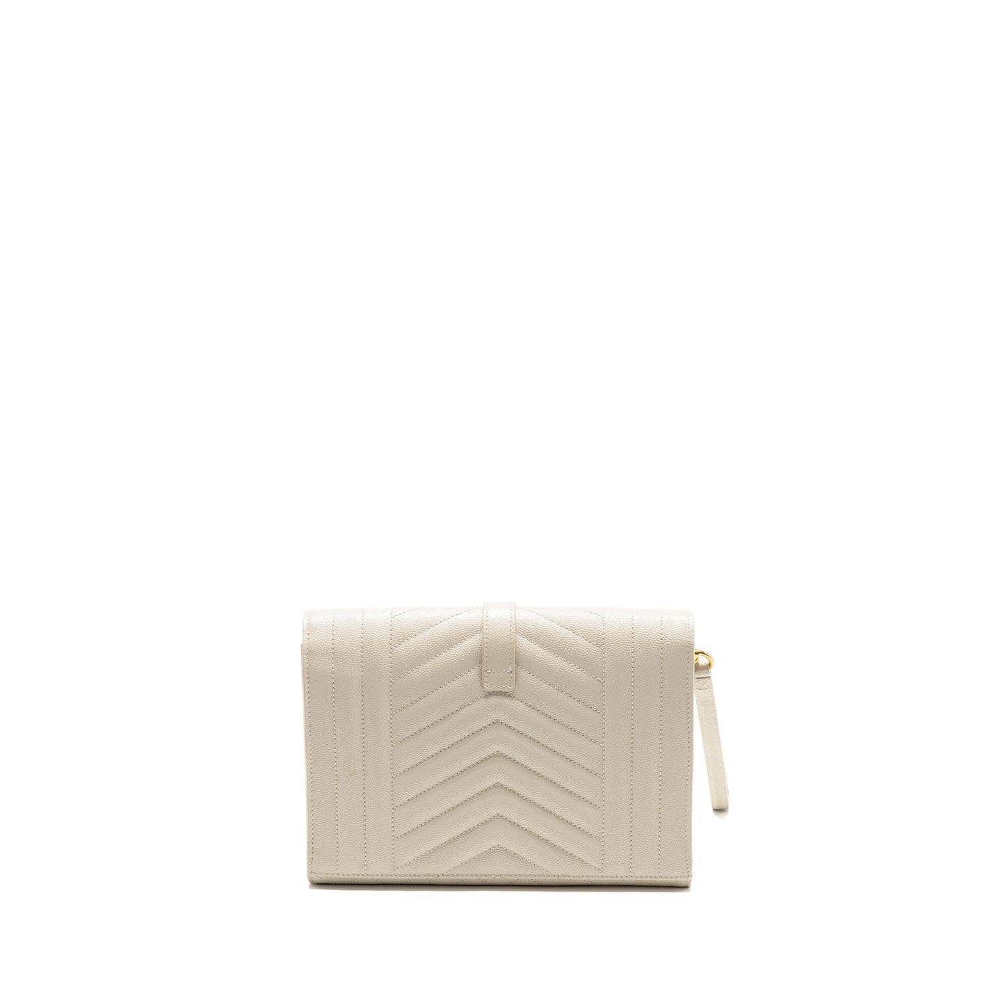 Saint Laurent envelope flap pouch grained calfskin blanc vintage