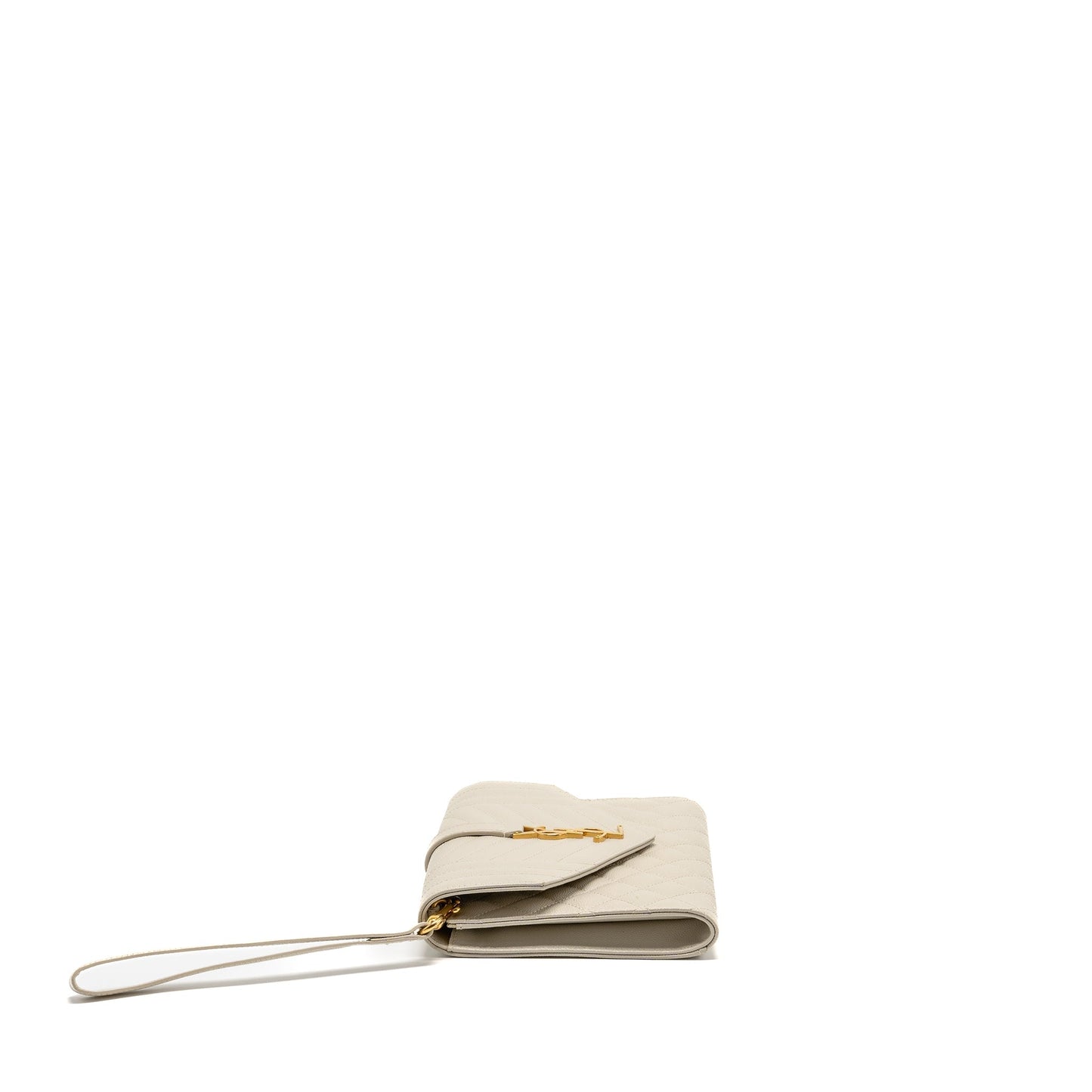 Saint Laurent envelope flap pouch grained calfskin blanc vintage