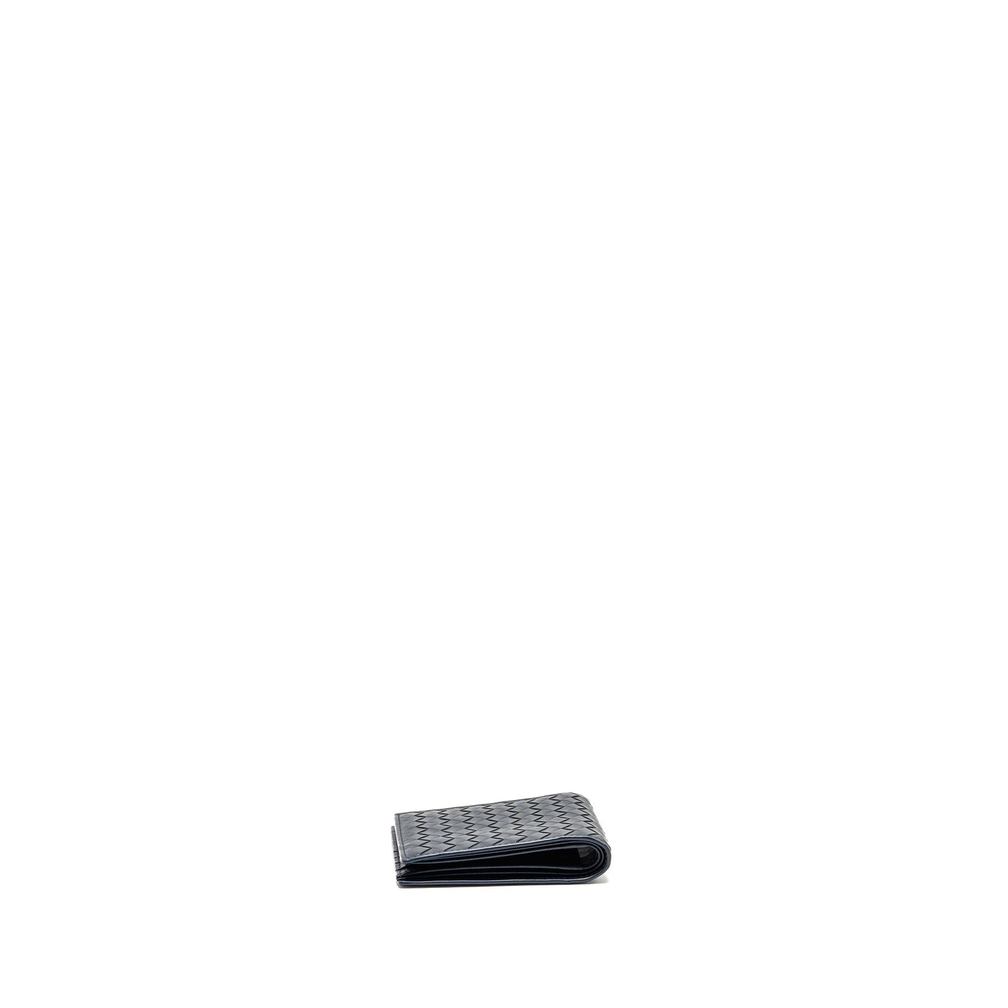 Bottega Veneta Intrecciato Piccolo Bi-Fold Wallet Calfskin Navy