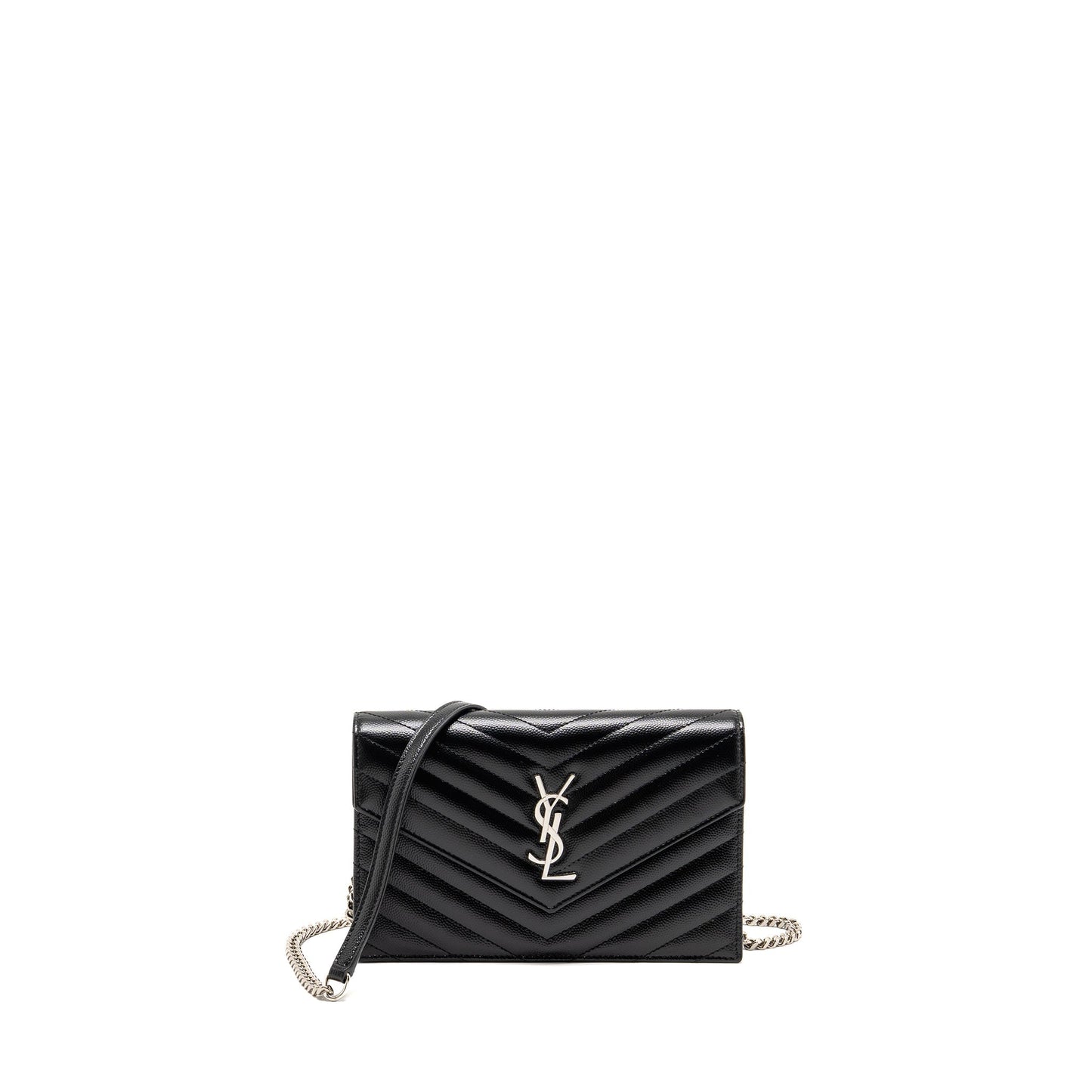 SAINT LAURENT/ Envelope Chain Wallet Calfskin Black