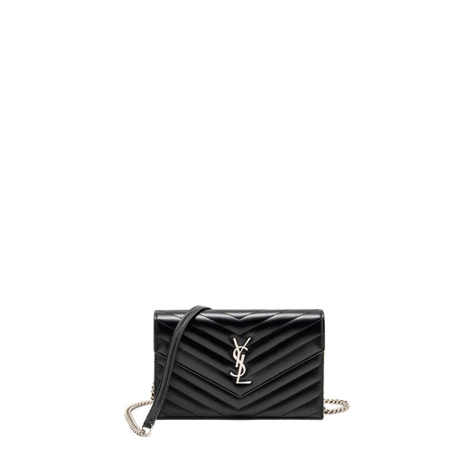 SAINT LAURENT/ Envelope Chain Wallet Calfskin Black