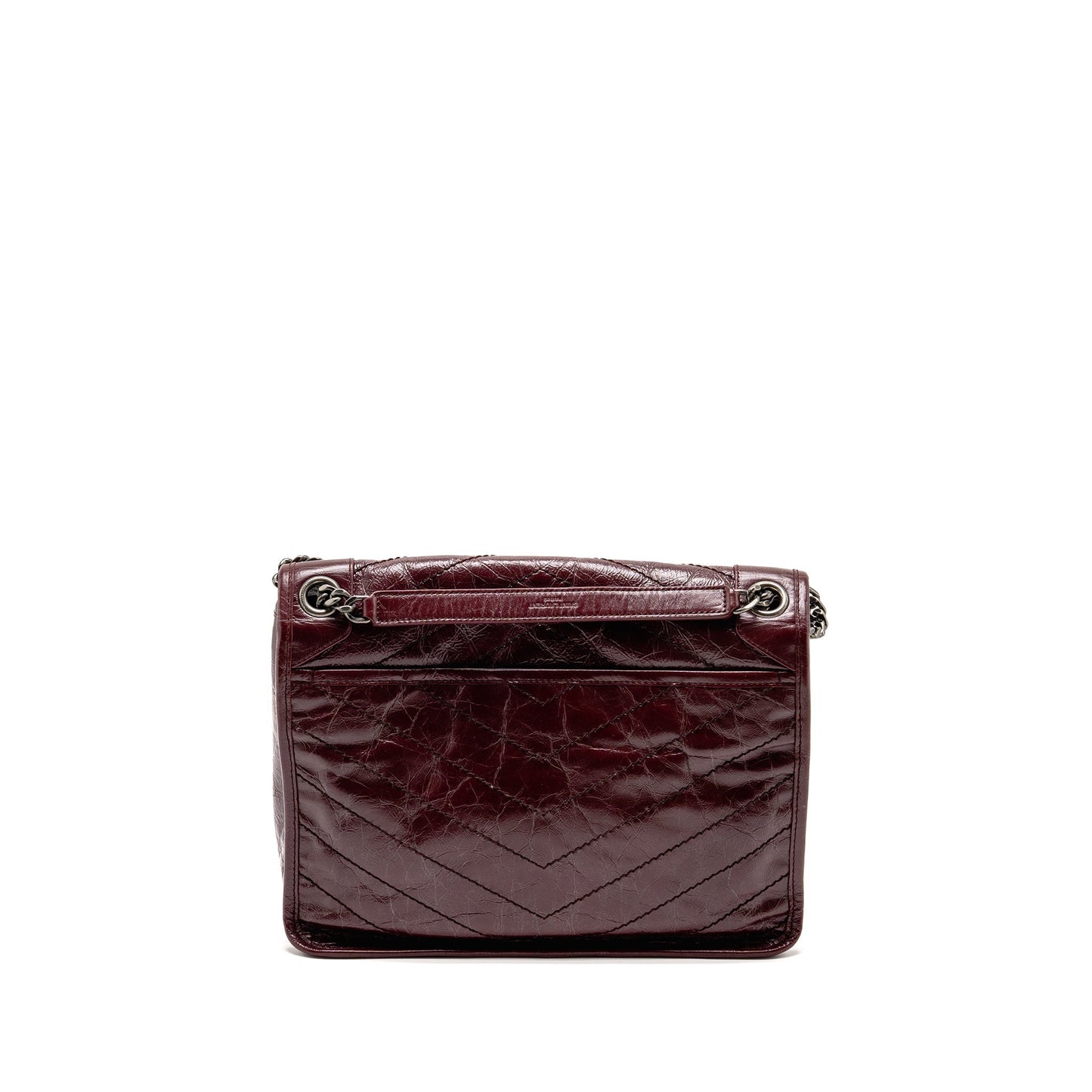 Saint Laurent Medium Niki Mini Purse Calfskin Burgundy Ruthenium