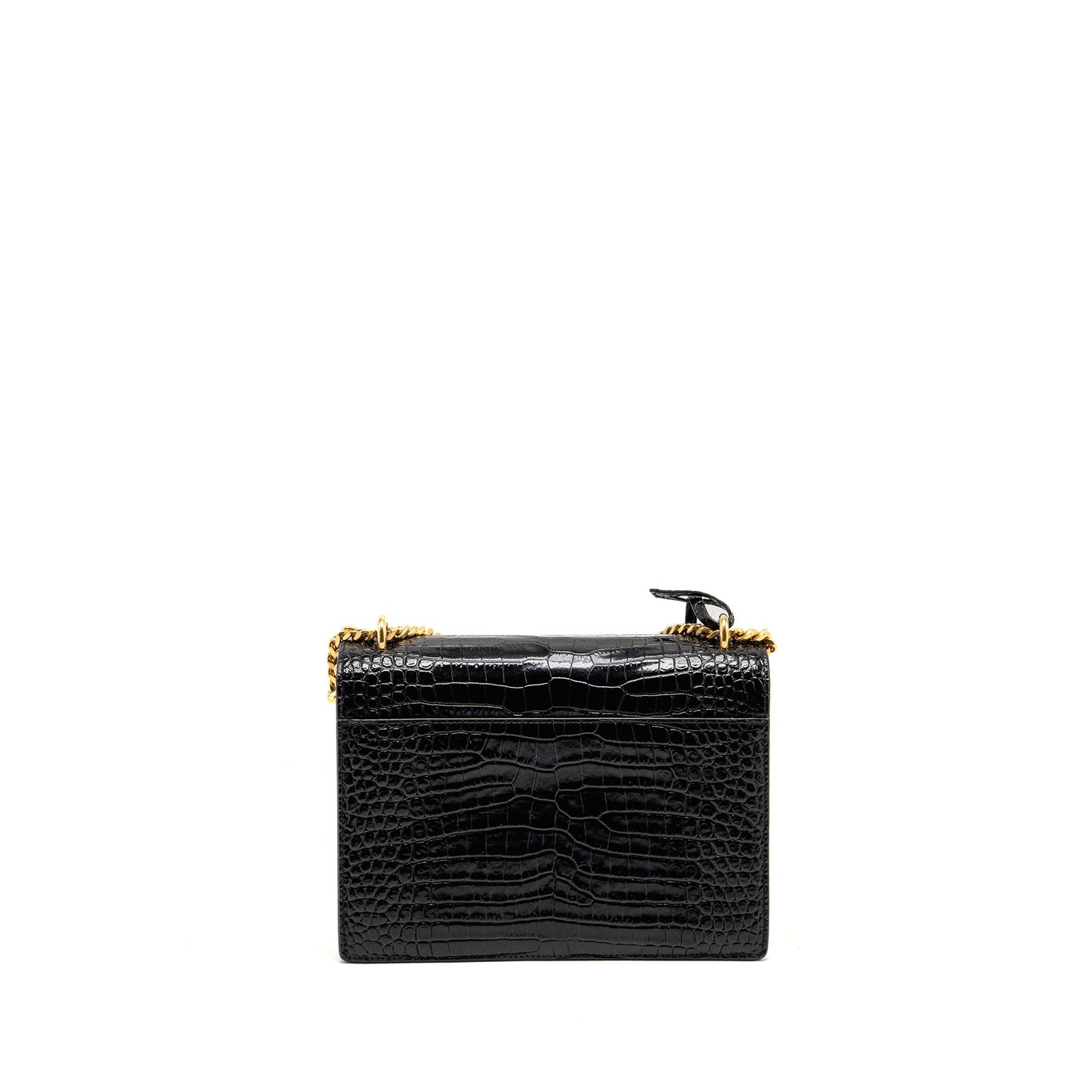 Saint Laurent/ Sunset Medium Crocodile-Embossed Calfskin Black