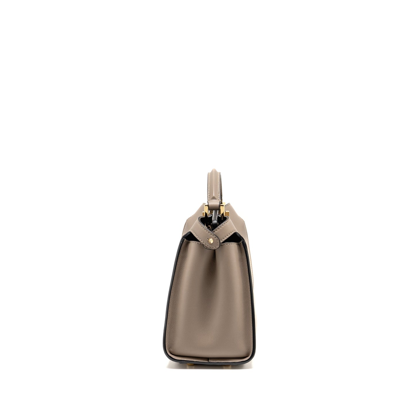 FENDI Peekaboo Iconic Essential Handle Purse Calfskin Light Grey
