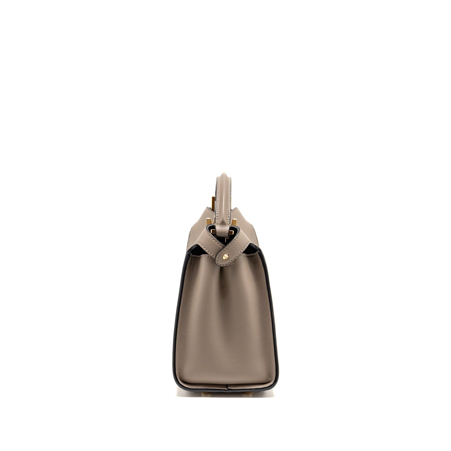 FENDI Peekaboo Iconic Essential Handle Purse Calfskin Light Grey