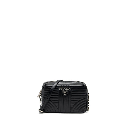 Prada Diagramme Camera Crossbody Purse Calfskin Black Ruthenium Hardware