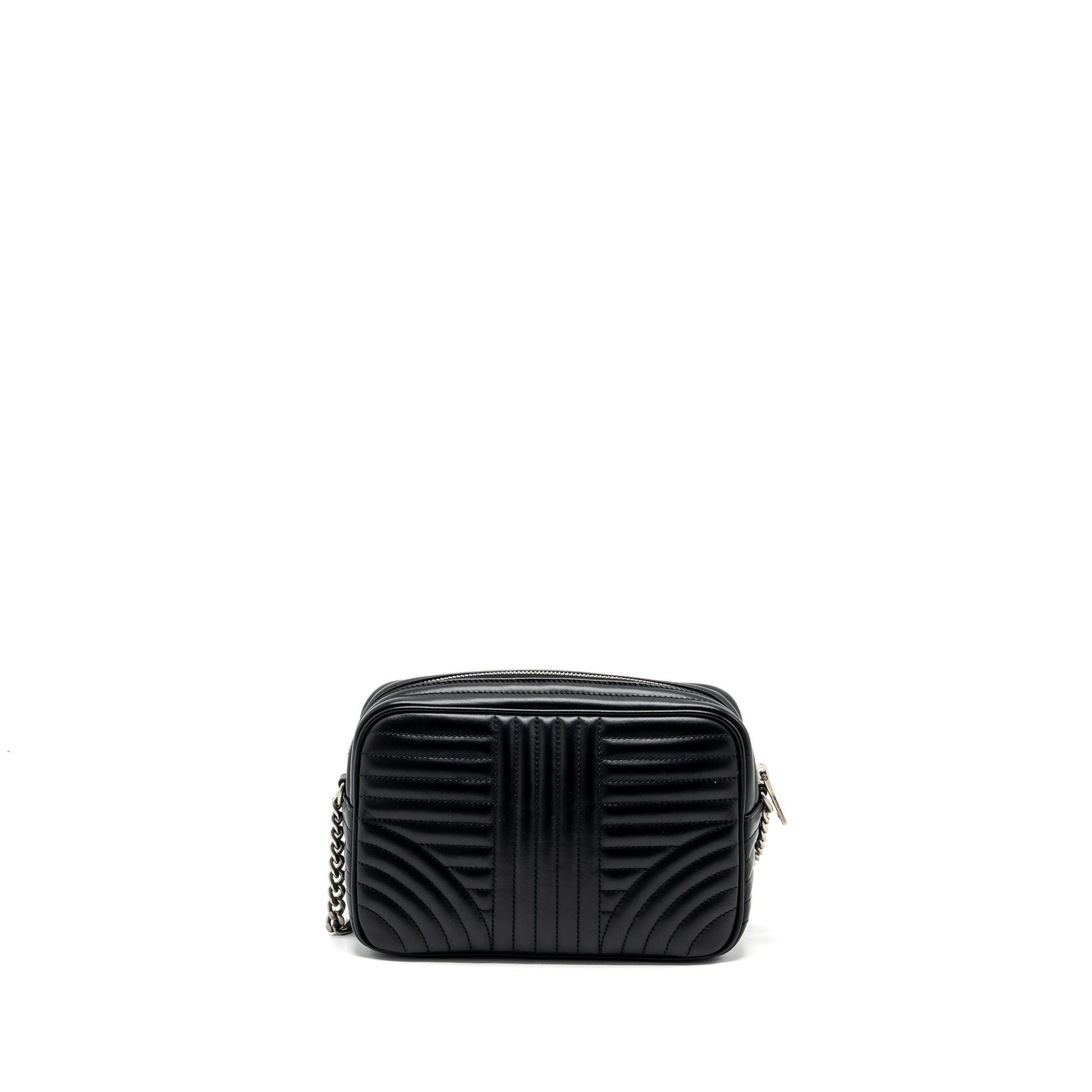 Prada Diagramme Camera Crossbody Purse Calfskin Black Ruthenium Hardware