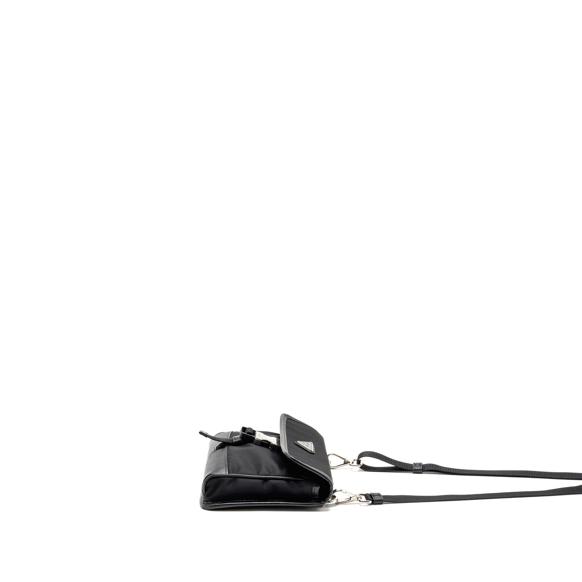 Prada Trimmed Saffiano Phone Case Re-Nylon Black