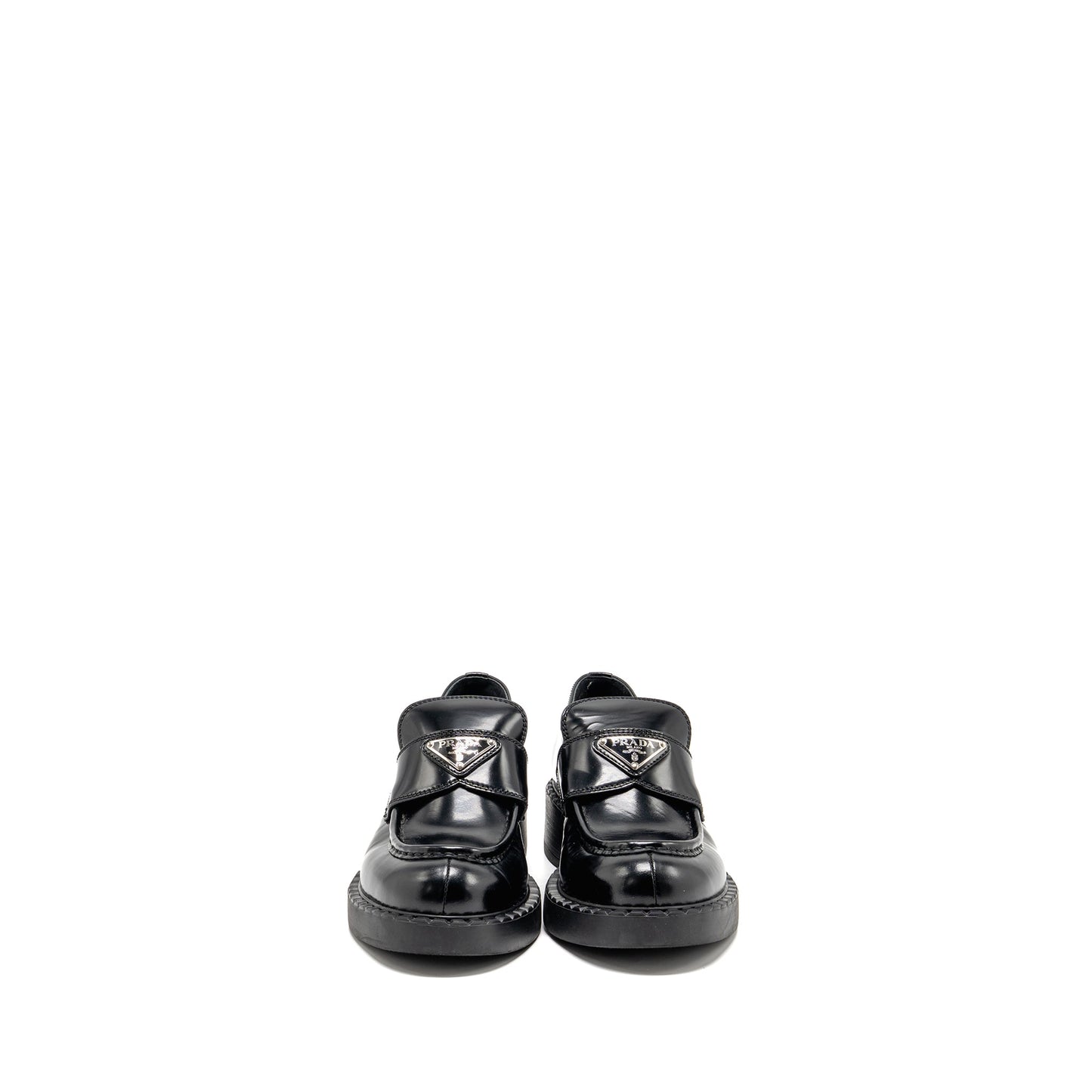 Prada Size 38 Loafers patent black
