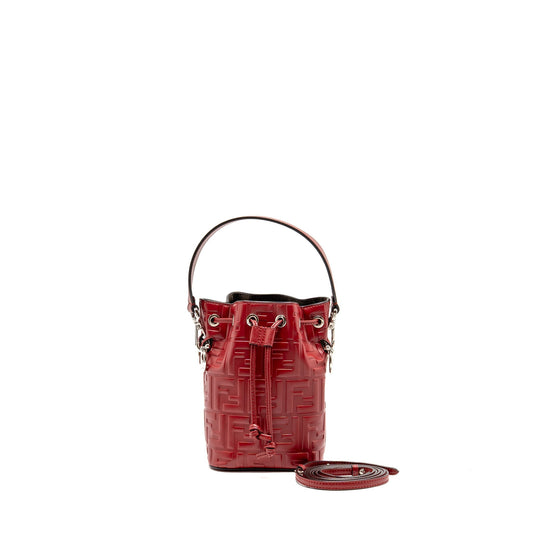 Fendi Mon Tresor Mini Bucket Purse Leather Red