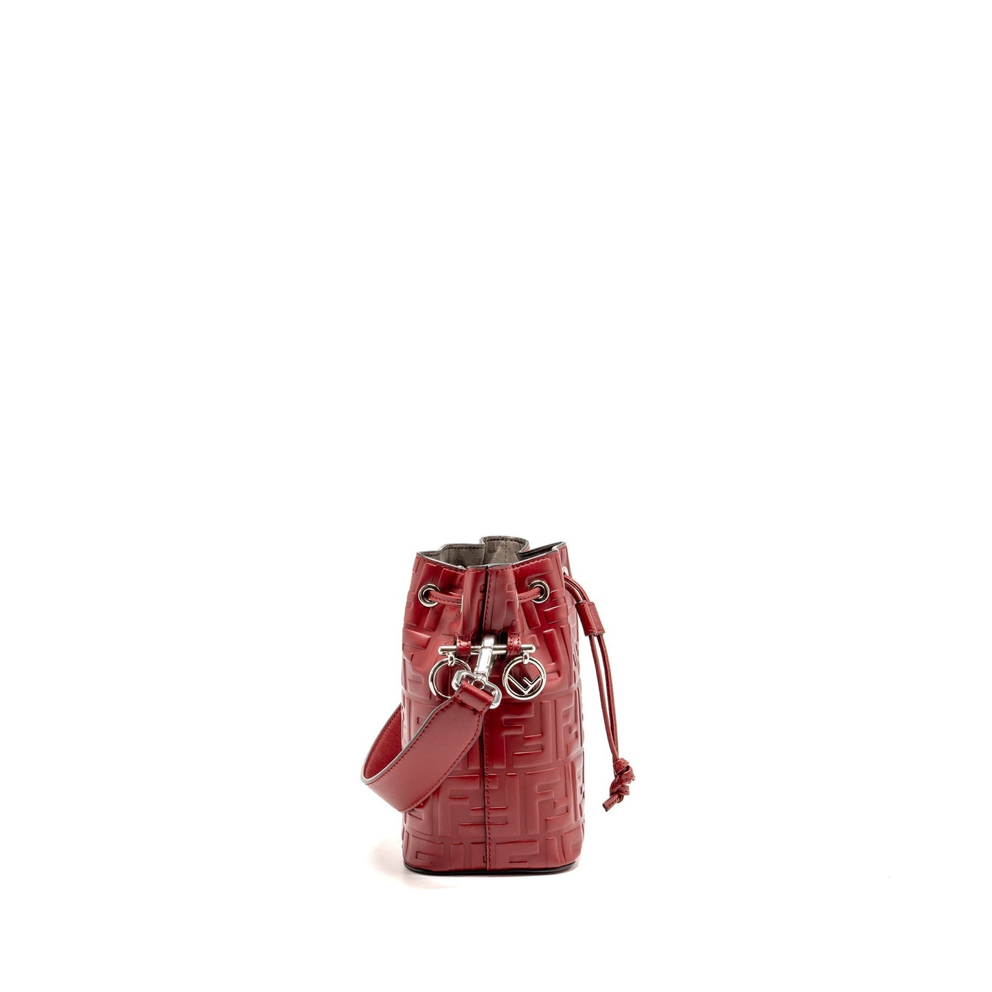 Fendi Mon Tresor Mini Bucket Purse Leather Red